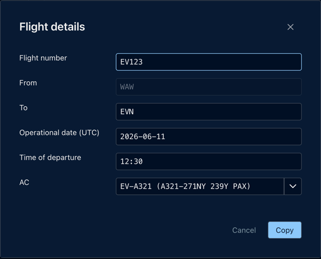 new flight details