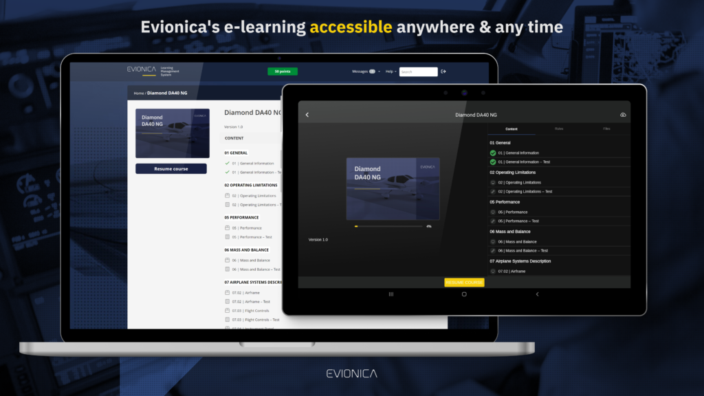 Desktop and tablet showing LMS application