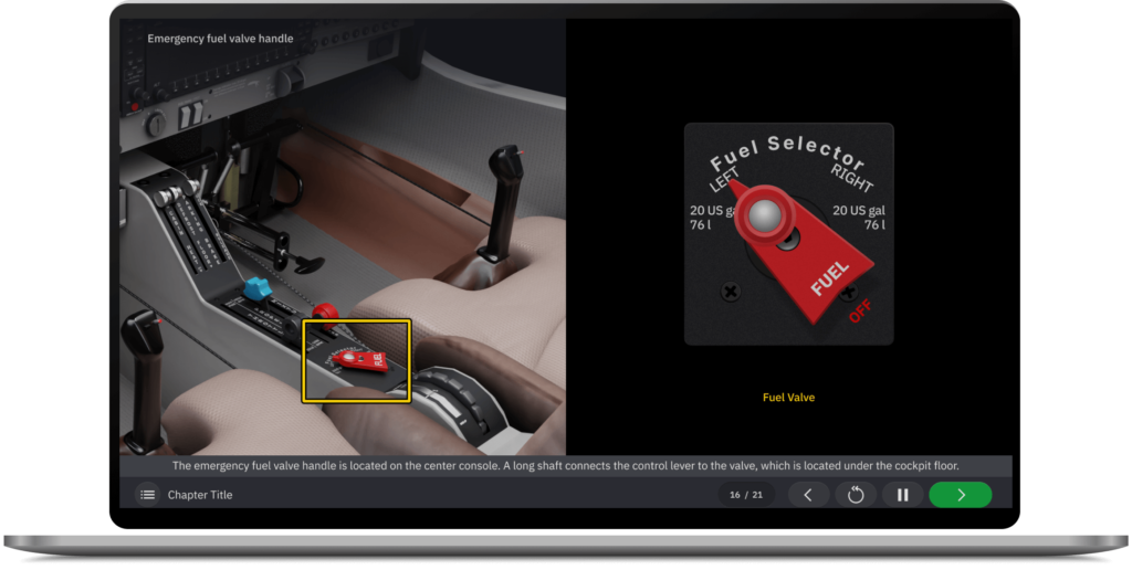 Screen of the DA40-180 course on the desktop device