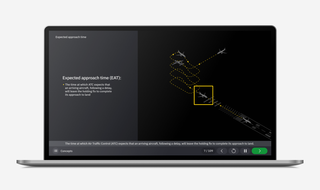 Dekstop's monitor showing part of BIR's flight training on the LMS platform
